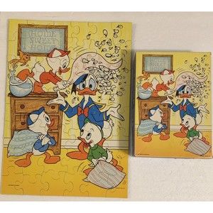 Disney Uncle Donald Duck Huey Dewey Louie PUZZLE Springbok Hallmark Vintage READ